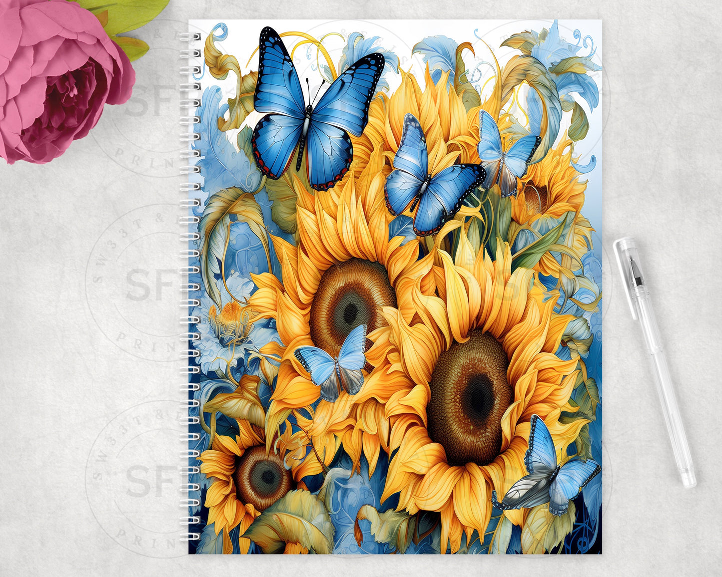 Butterflies and Sunflowers Spiral Notebook