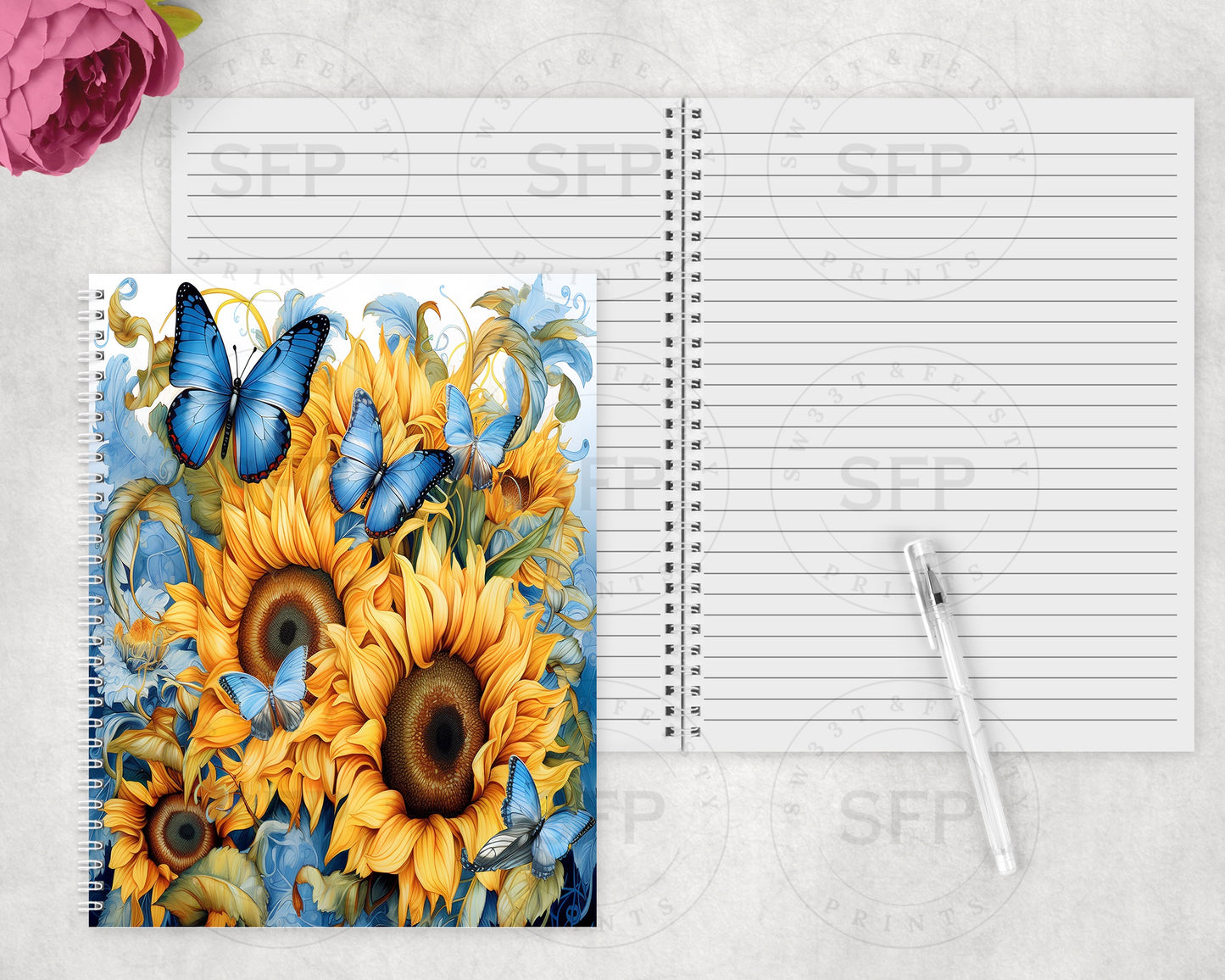 Butterflies and Sunflowers Spiral Notebook