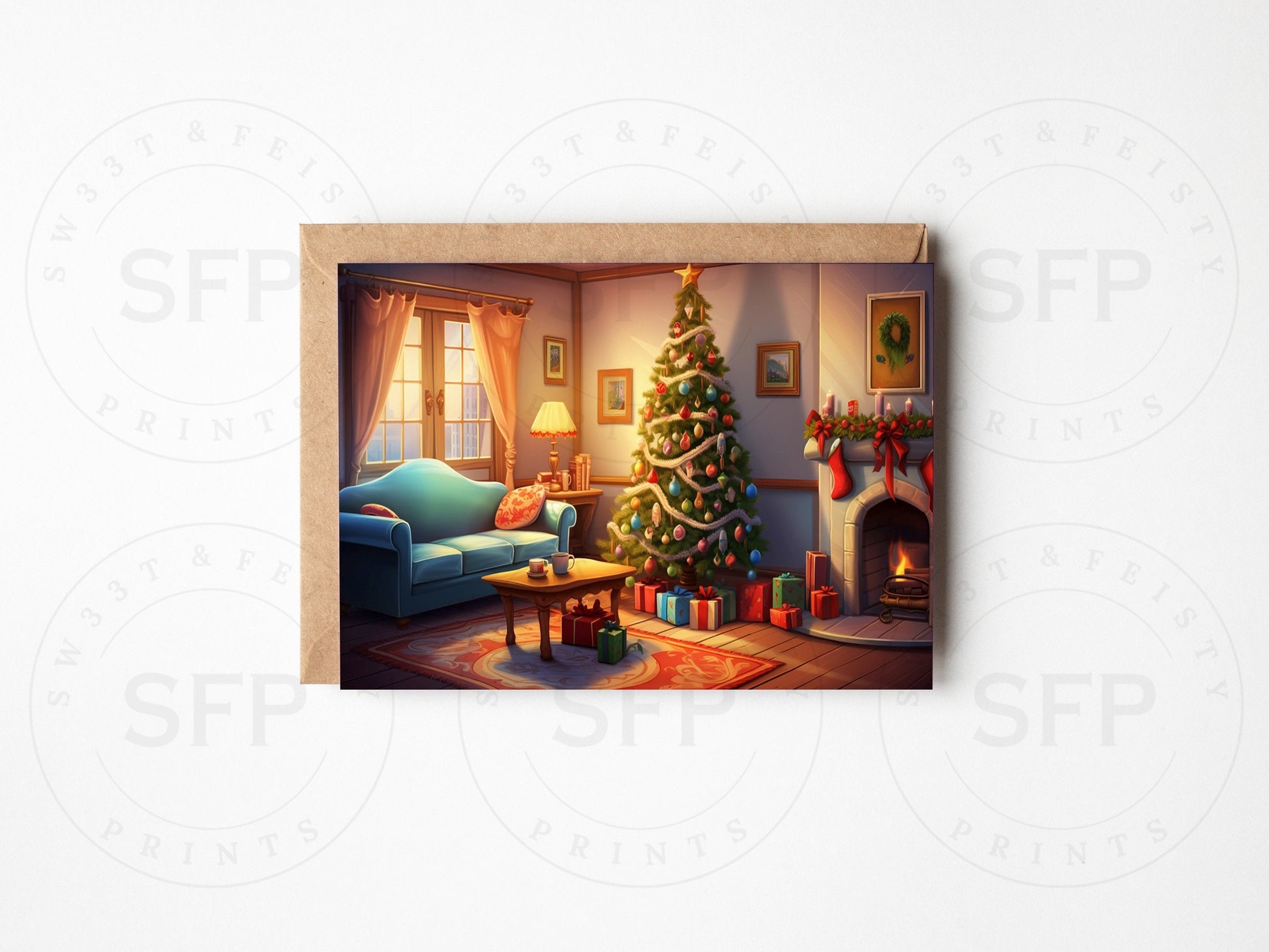 Cozy Christmas greeting card