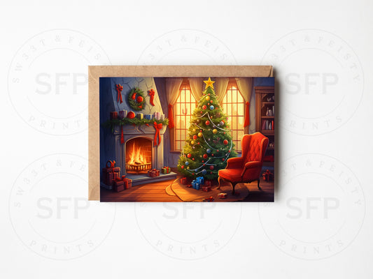 Christmas by the Fireplace greeting card