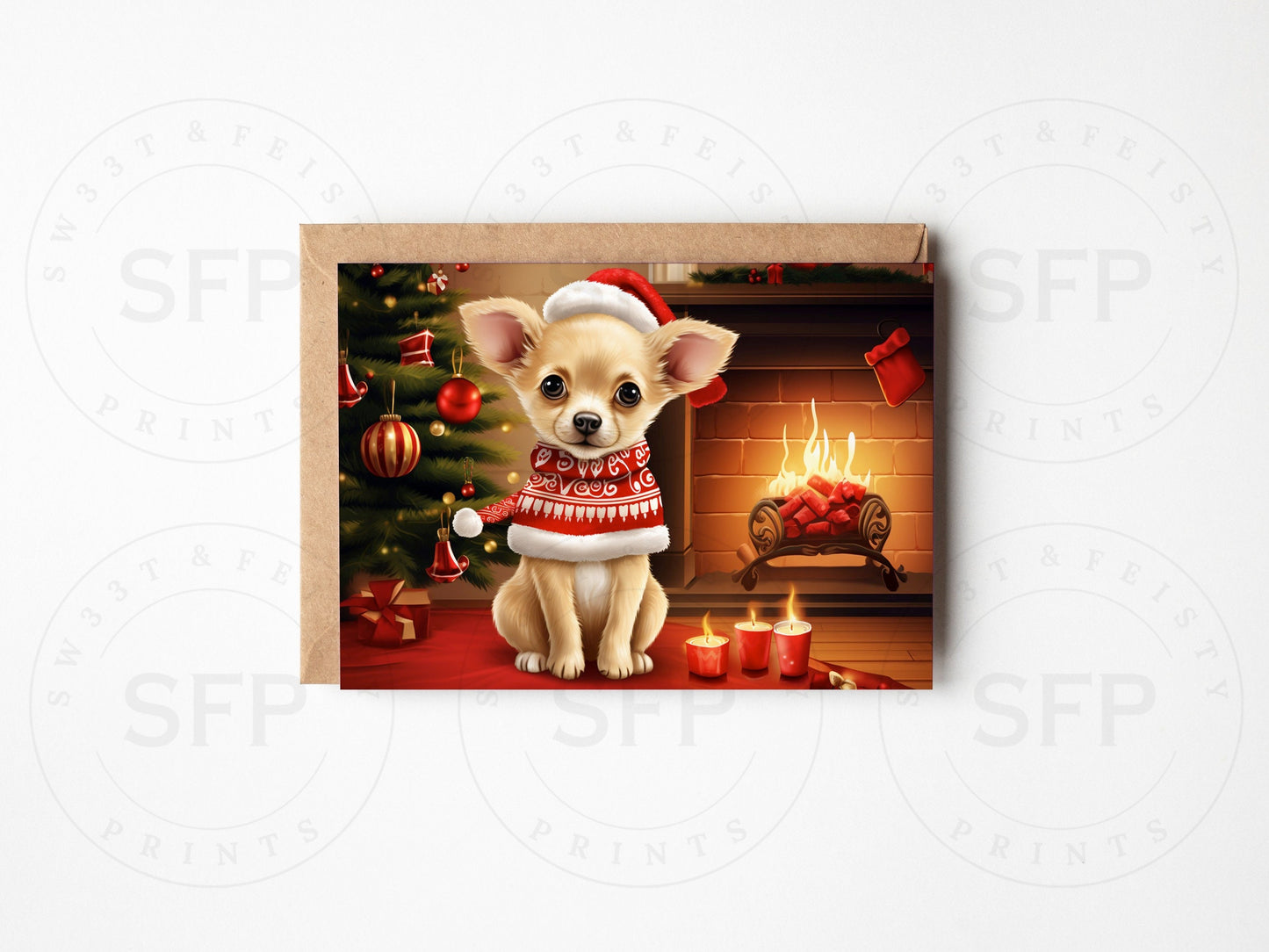 A Chihuahua Christmas greeting card