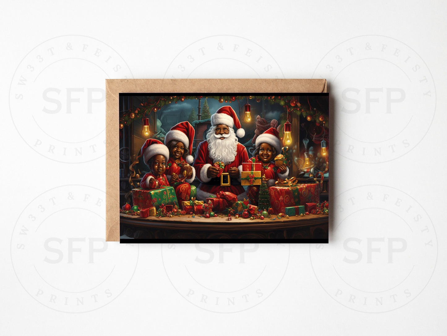 Santa & Family greeting card