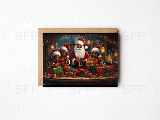 Santa & Family greeting card